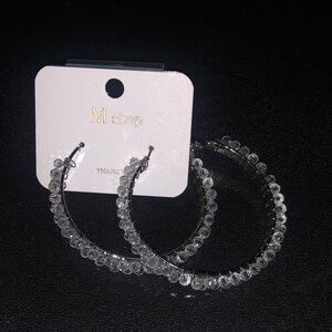 Silver Crystal Hoop Earrings